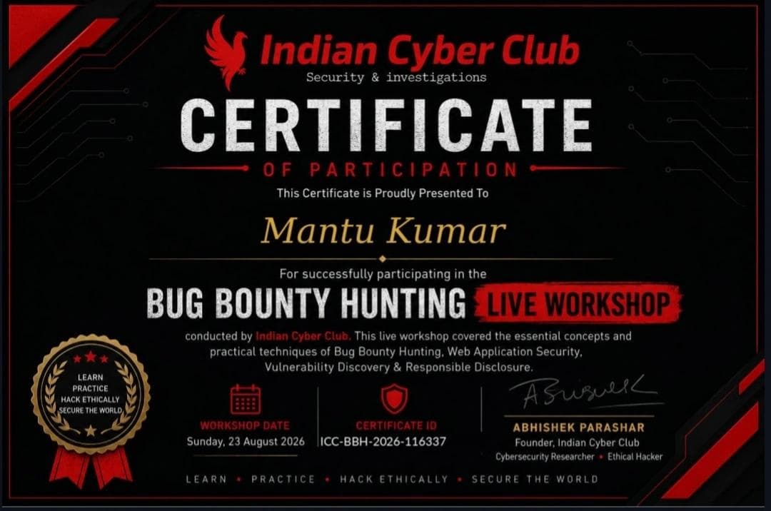 Bug Bounty Workshop — Indian Cyber Club Technologies