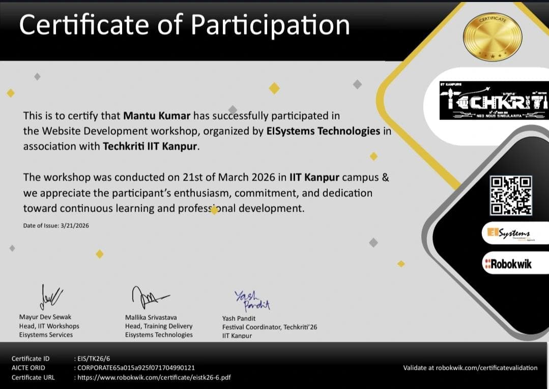 IIT Kanpur Techkriti Web Development Workshop — EISystems Technologies